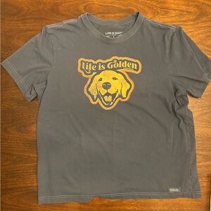 Life Is Good Charcoal Tee with Golden Print
